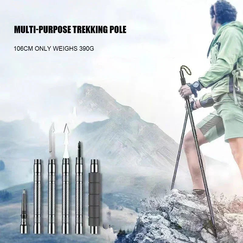CEOI GWOK Durable Trekking Poles Lightweight Foldable Aluminum Alloy Hiking Sticks Outdoor Adventures Five-Seven Joints Poles