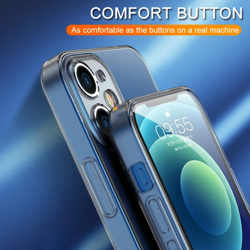 Clear Shockproof Silicone Case for Iphone 11 12 13 14 15 16 Pro Max Mini plus X Xr Xs Max Transparent Cover