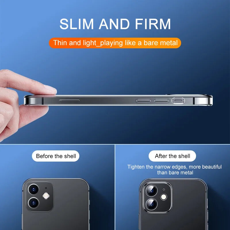 Clear Shockproof Silicone Case for Iphone 11 12 13 14 15 16 Pro Max Mini plus X Xr Xs Max Transparent Cover