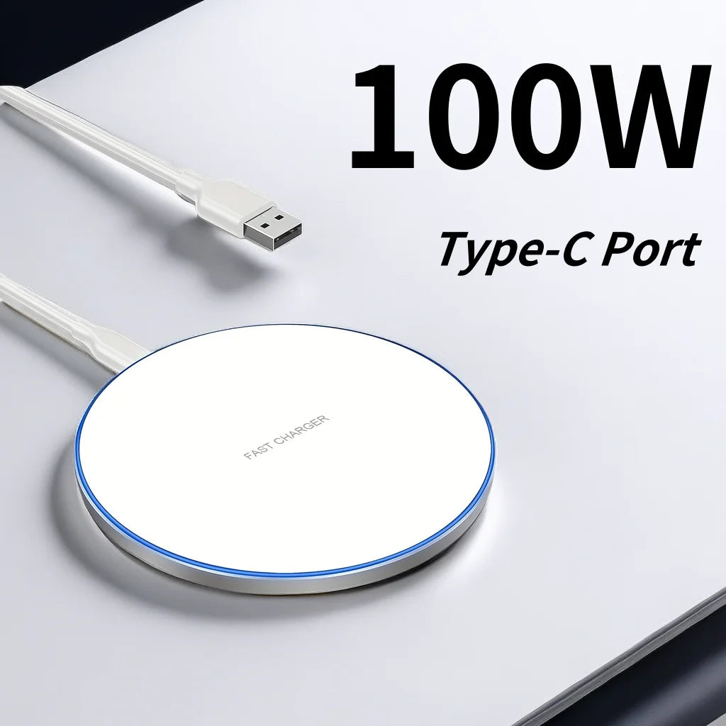 100W Wireless Charger Pad Stand for Iphone 15 14 13 12 11 X XR  S22 S21 Xiaomi Phone Chargers Fast Charging Dock Station