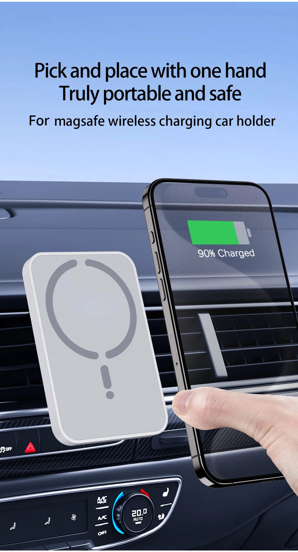 15W Magnetic Car Wireless Charger for Magsafe Iphone 12 13 14 15 16 Pro Max Air Vent Car Phone Holder Stand Fast Car Charging