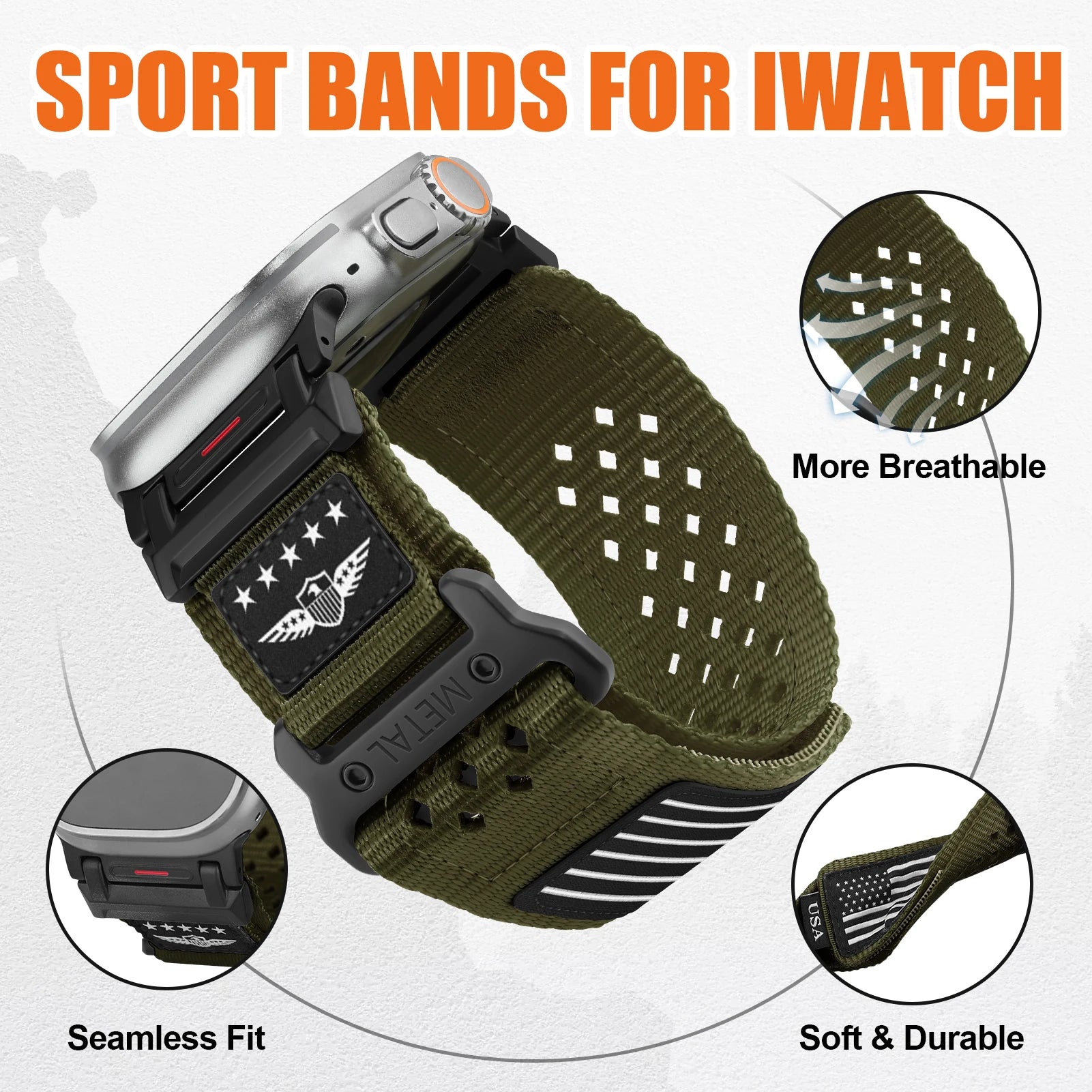 Nylon Loop Strap for  Watch Ultra 2 Band 49Mm 44Mm 45Mm 42Mm 46Mm Sport Correa Bracelet Iwatch Series 10 9 SE 8 7 6 5